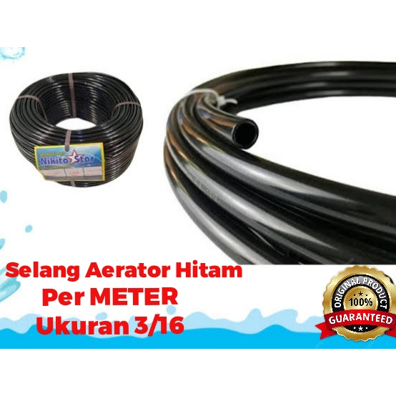 Selang Aerator HITAM Elastis 3/16 Per METER - Slang Gelembung Udara Mesin Filter Air Pompa Aquarium 