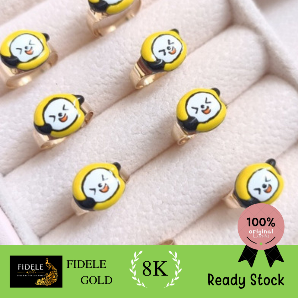 CINCIN BT21 Anak Chimi BAYI CINCIN ANAK CINCIN EMAS ASLI CINCIN BT21 CINCIN CHIMMY 8K