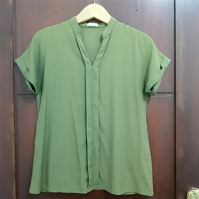 Blouse kemeja atasan kerja wanita army