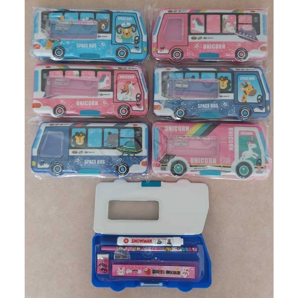 

Kotak Pensil Set Alat Tulis Anak / tempat pensil Bentuk Mobil Bus ( Pcs )+