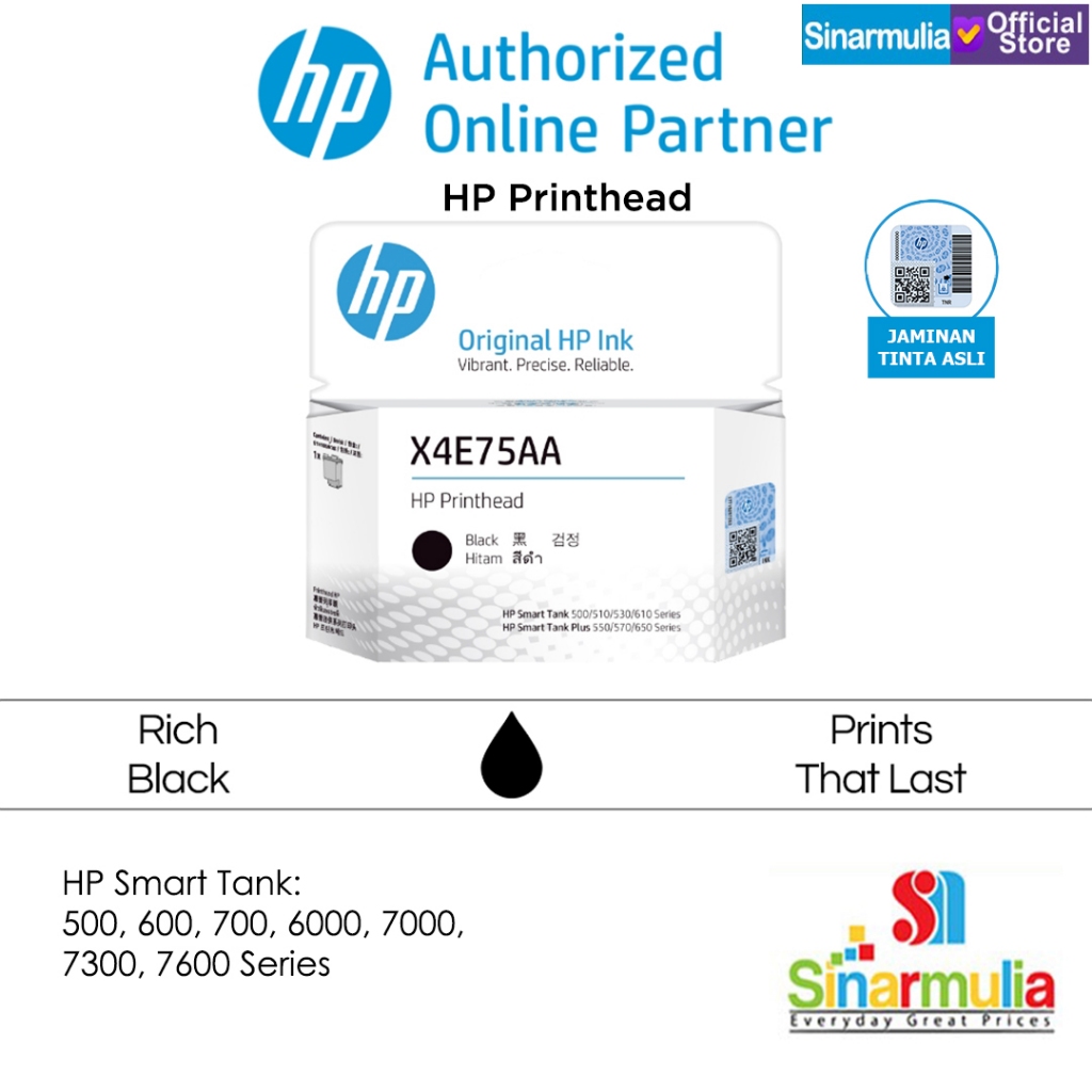 HP X4E75A Black Inktank Printhead