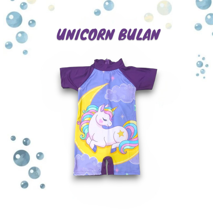 RB Baju Renang Anak/Baju Renang Anak perempuan/Baju Renang Anak Print Karakter Kombi Ungu Tua(01)