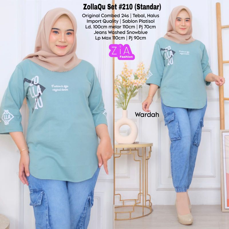 ZIA SET ZOLLAQU 210/SETELAN WANITA ATASAN DAN CELANA JEANS WASH
