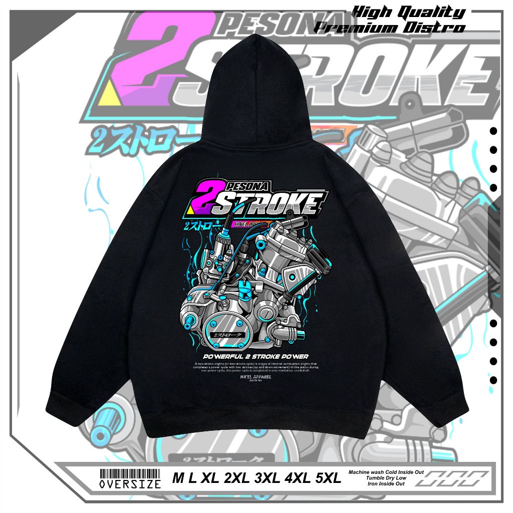 Ha'el Hoodie 2 stroke | jaket 2stroke | Hoodie two stroke Pria jumbo Hoodie Polos Jumbo M - XXXXXXL 
