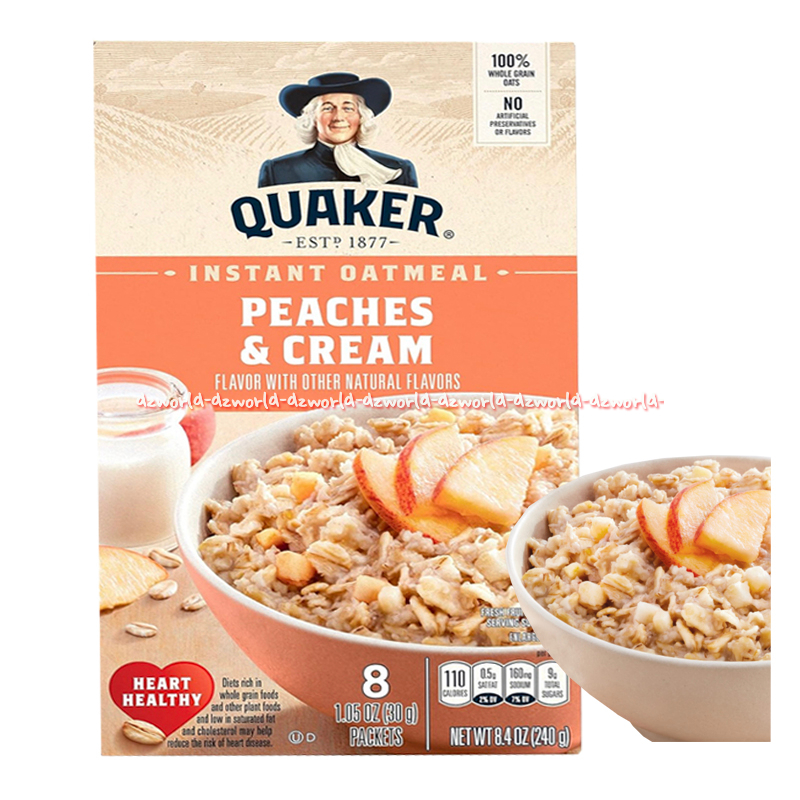 

Quaker Instant Oatmeal 300gr Peaches & Cream Heart Healthy Cereal Kuaker
