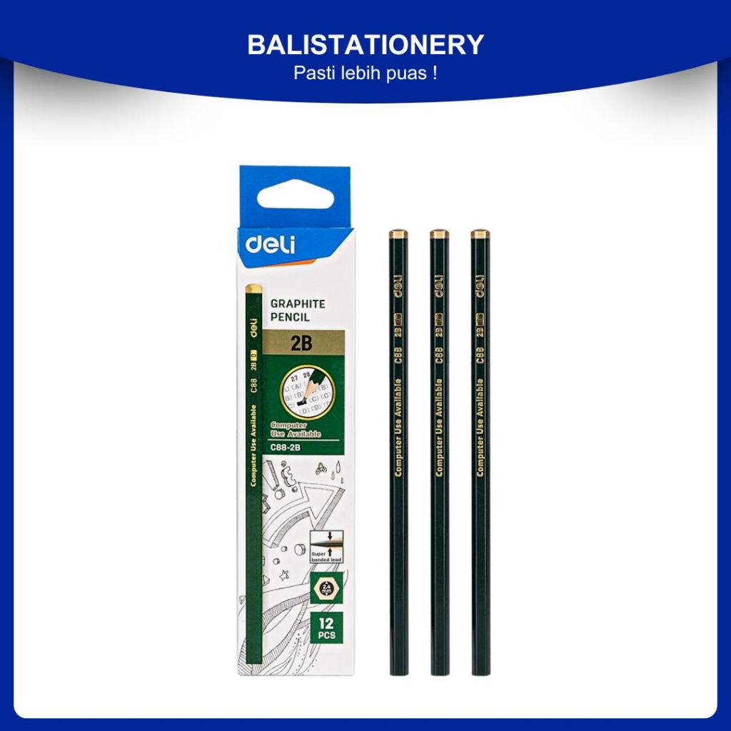 

Pencil Pensil Kayu Deli Graphite Pencil 2B EC88