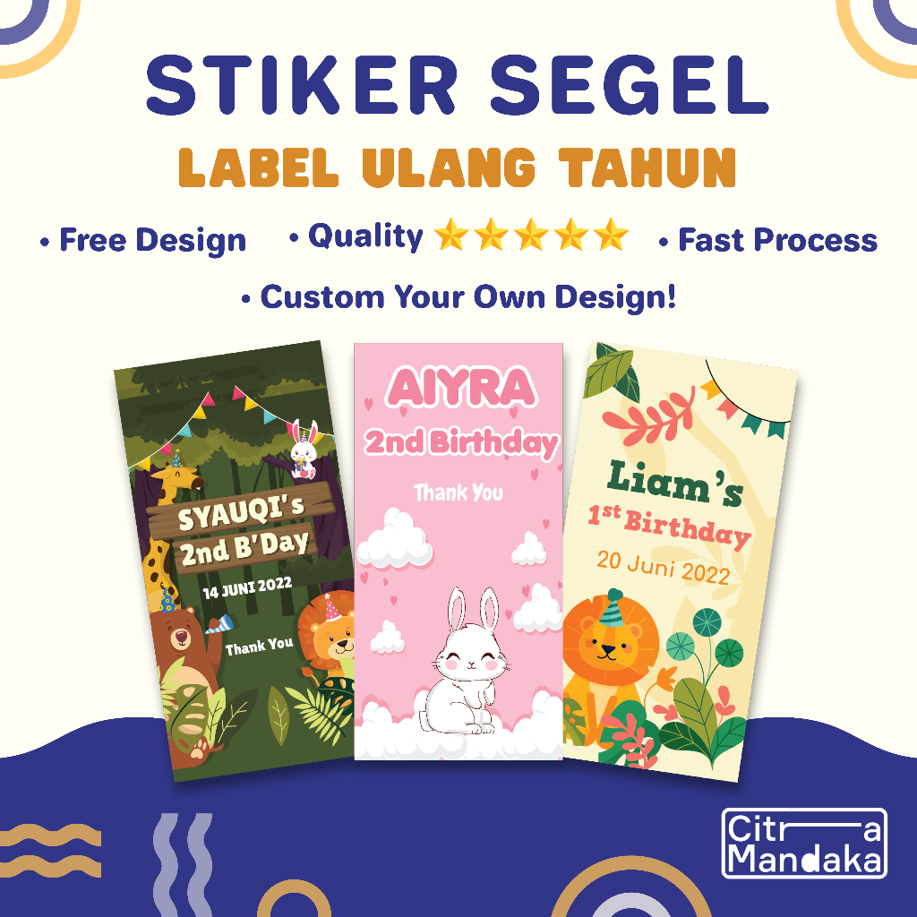 Stiker Segel Box Packaging Hampers Ulang Tahun Anak Custom Label Box Packaging | Sticker Label Makan