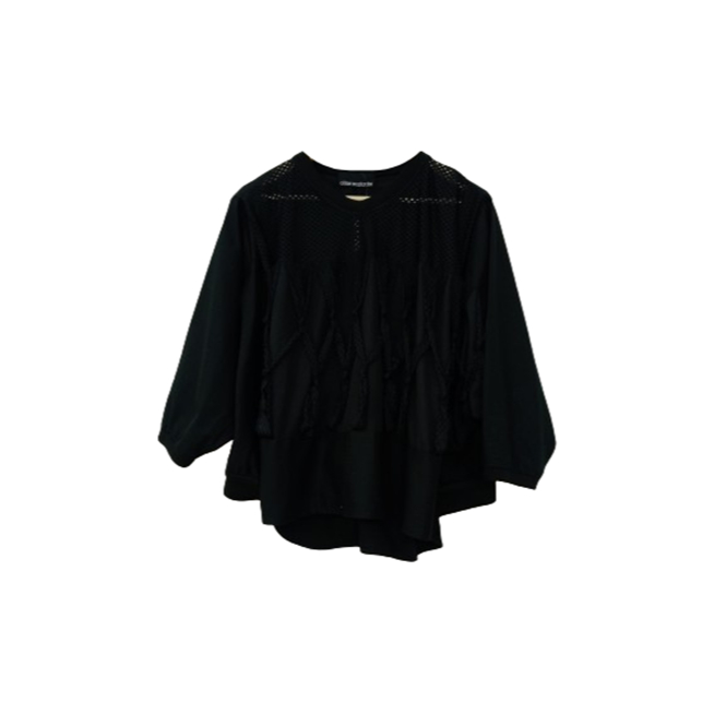 OLINE WORKROBE - MACRAME JERSEY TOP IN BLACK