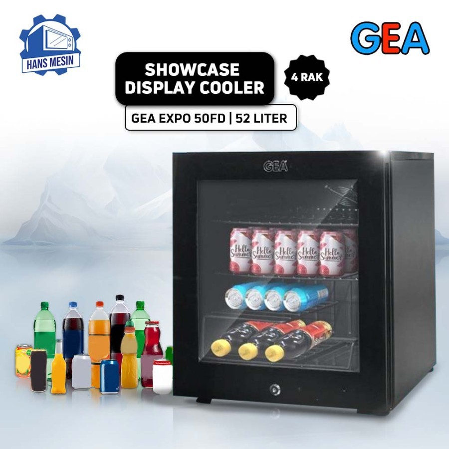 DISPLAY COOLER MINI SHOWCASE (GEA) EXPO 50FD BLACK / Kulkas Pendingin 50 Liter