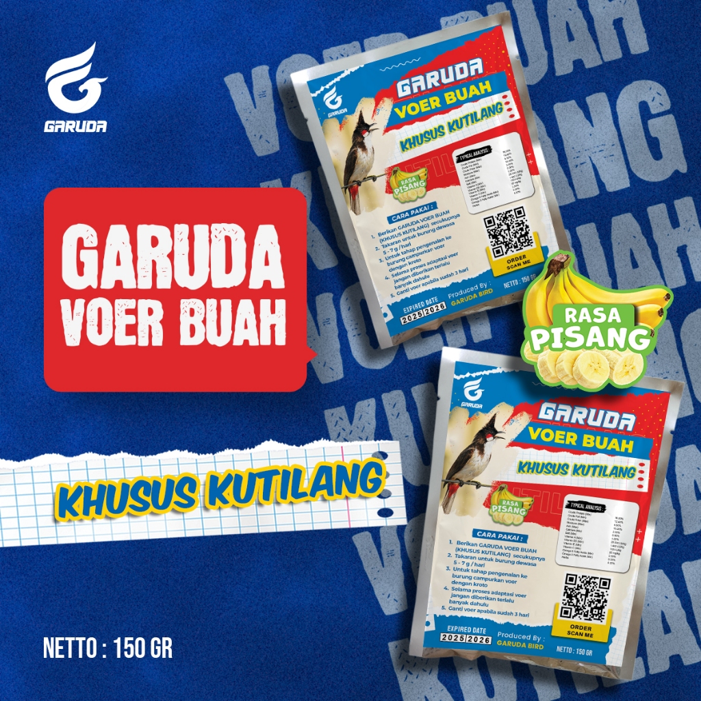 VOER KHUSUS BURUNG PEMAKAN BUAH | KUTILANG | VOER HARIAN | VOER NUTRISI KOMPLIT  | GARUDA VOER KHUSU