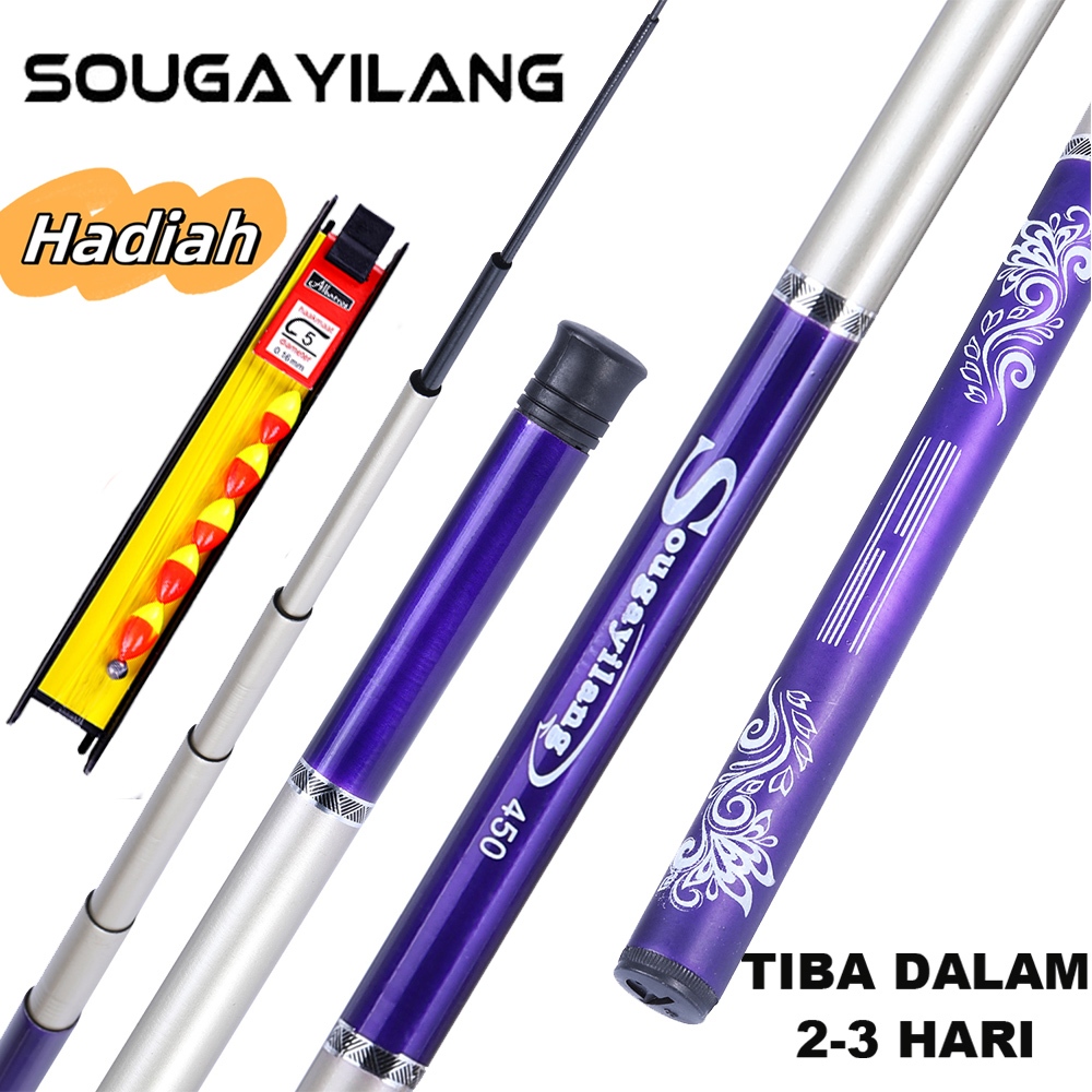 Terlarisss Sougayilang Tongkat Pancing Joran Pancing Portable, Joran Pancing Telescopic UL,