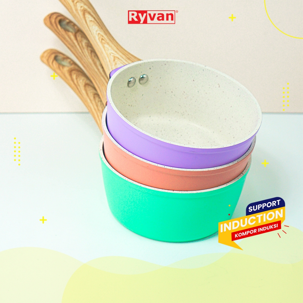 Ryvan - Aluminium Marble Saucepan 16 CM Induction Anti Lengket Milkpot Panci Listrik Induksi SNI BPA