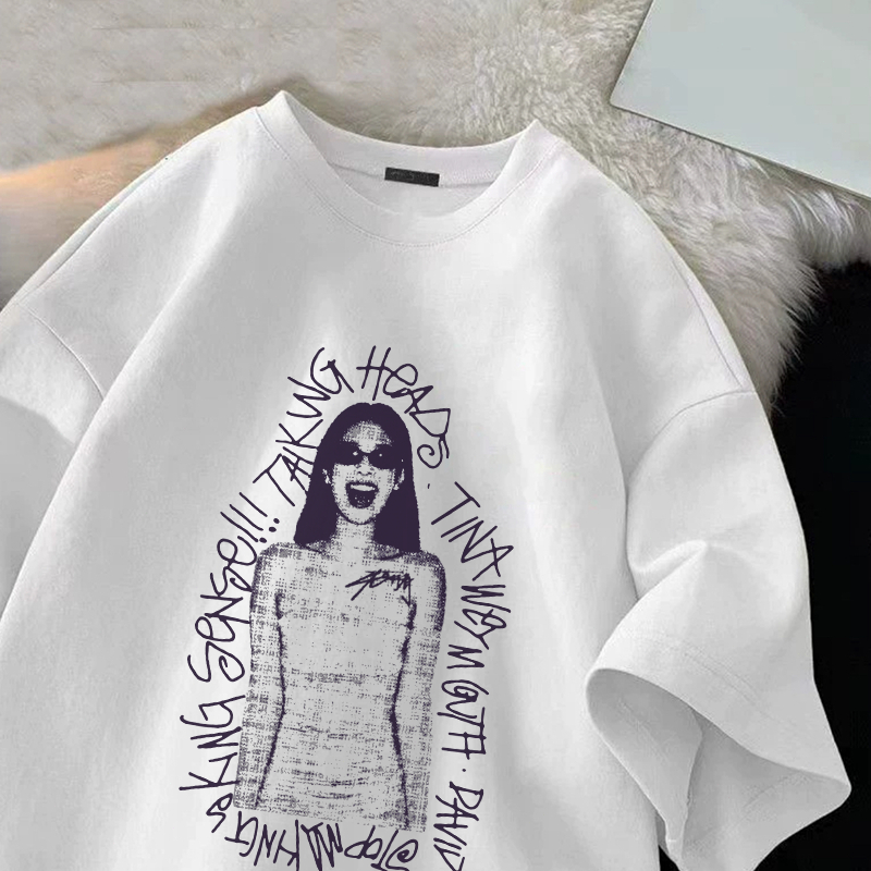 seoul_print T-shirt Oversize Cotton  Kaos Lengan Pendek Wanita Korean Style Retro