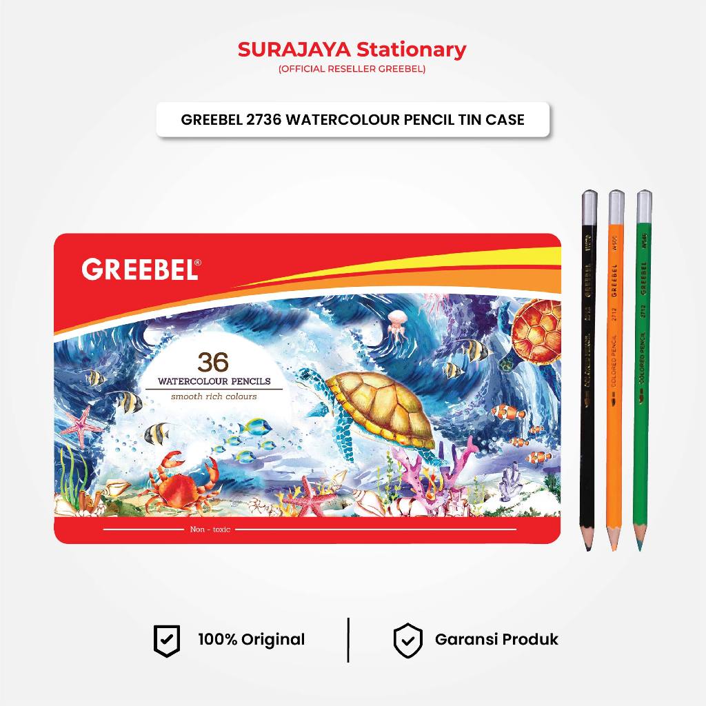 

Pensil Warna Greebel 36 Warna Water Colour Tin Case (2736) Coloring Pencil