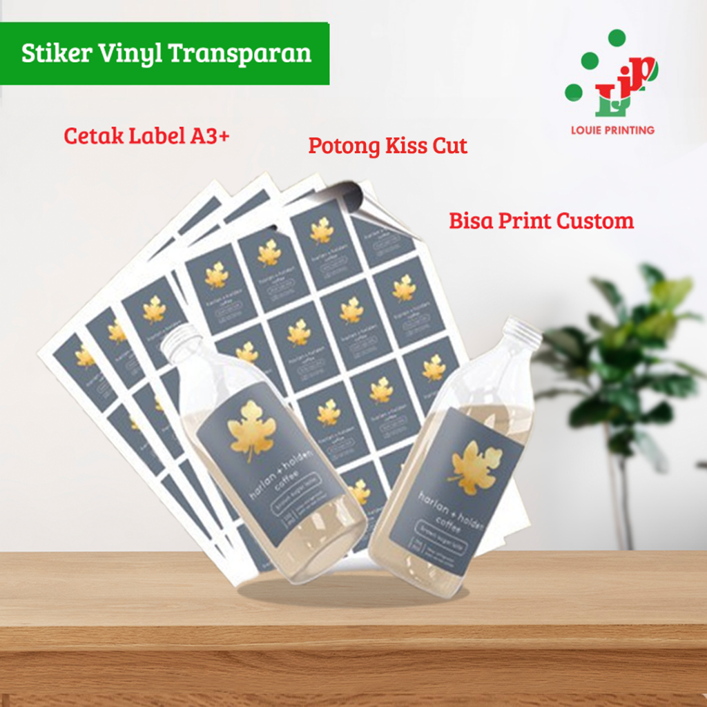 Louie Printing Cetak Stiker Vinyl Glossy/Doff/Transparan + Kisscut di bawah Ukuran 3cm (Pola Bentuk)