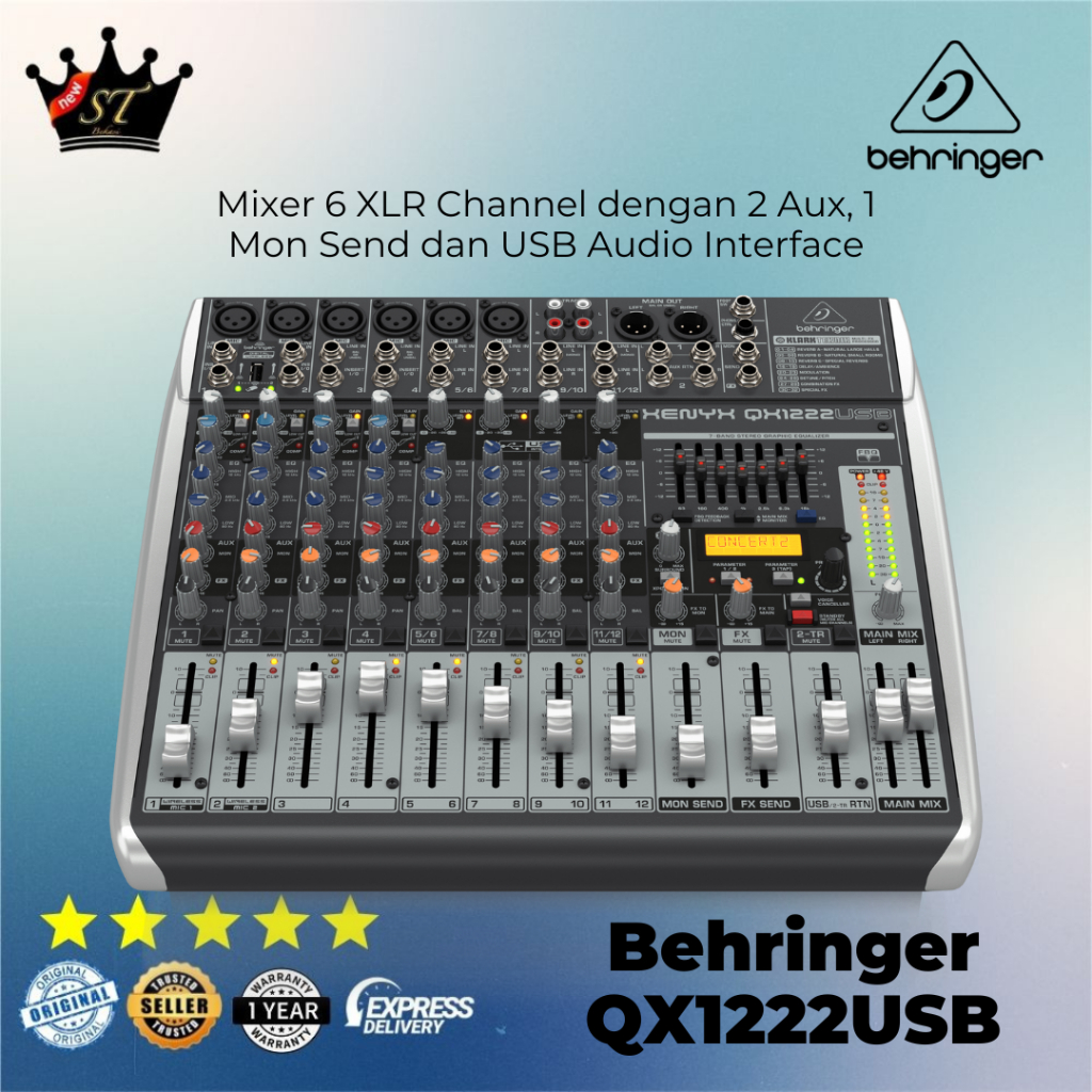 Mixer BEHRINGER Xenyx QX1222USB 6 channel mono 2 stereo dgn equalizer