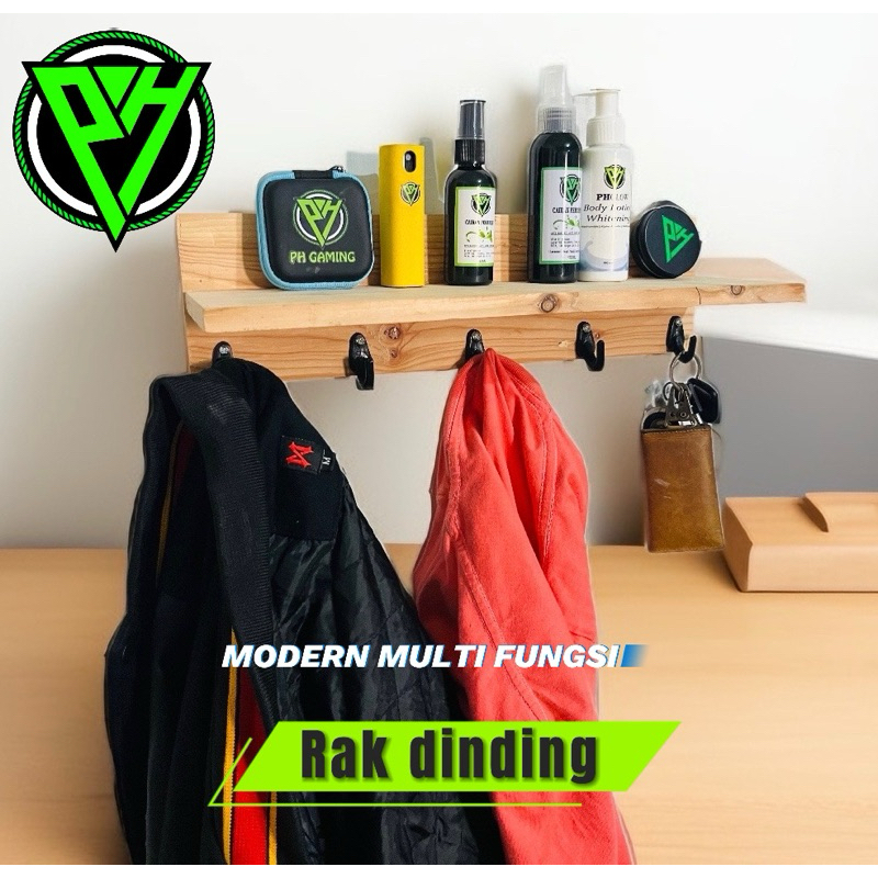 ( PH ) Rak dinding minimalis rak dinding kayu jati belanda rak gantungan baju