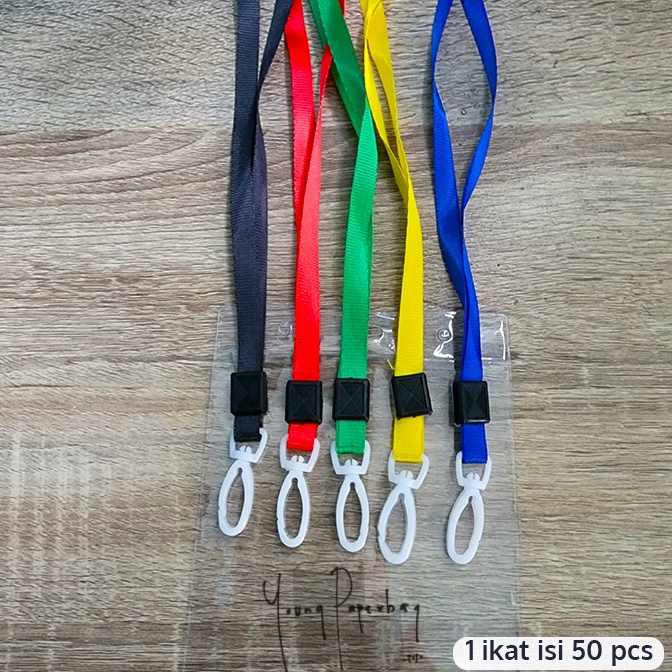 

KODE W74R Tali Lanyard ID Card Nametag Nylon 1 cm Tali Gantung hook plastik polos 5 pcs