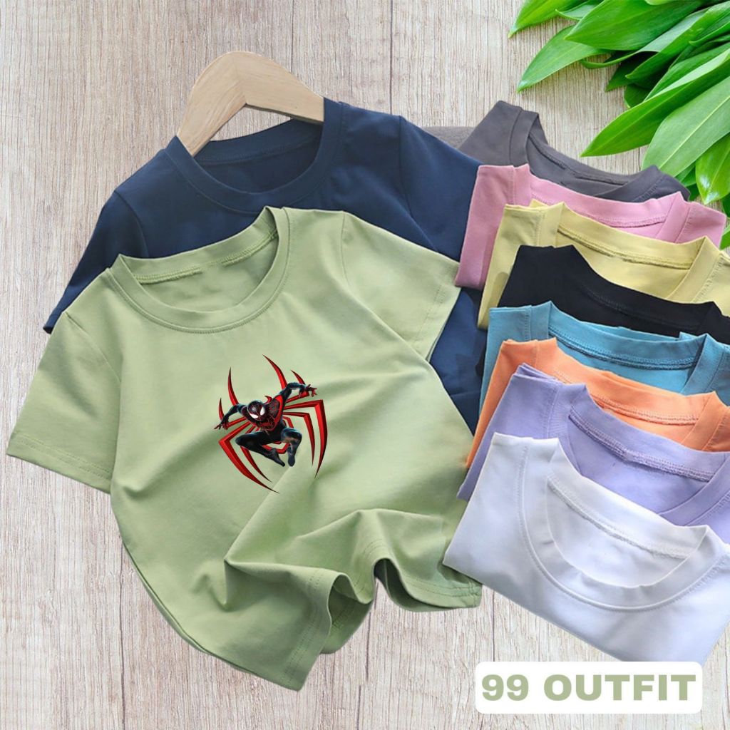 baju distro anak cowok spiderman action/kaos oblong anak sablon digital keren/kaos anak katun santai