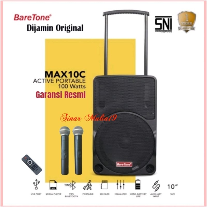 BareTone MAX10C Speaker Aktif Portable Bluetooth 10 Inch BareTone Original