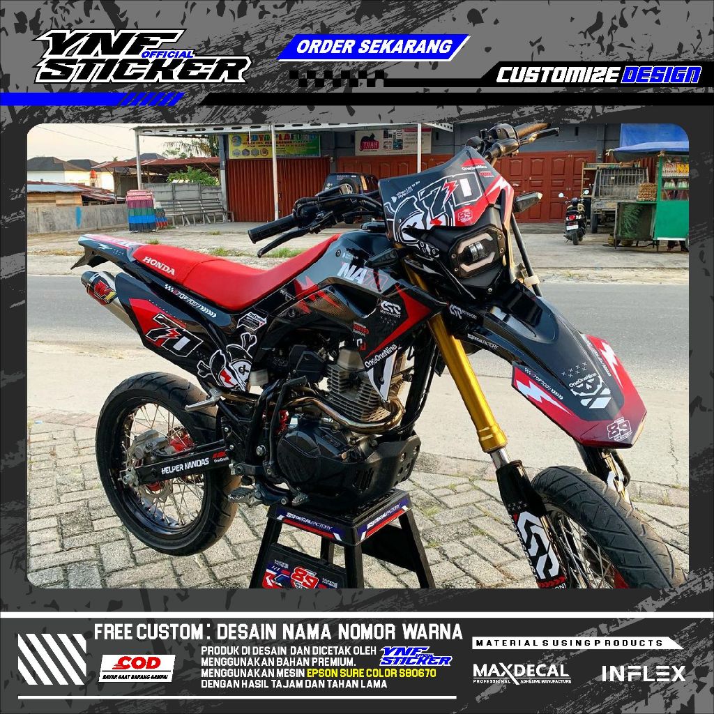 DECAL CRF 150L WARNA HITAM SIMPEL - STANDAR GLOSSY, HONDA CRF 150L