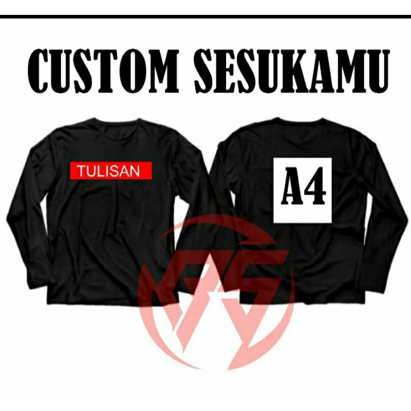 kaos sablon custom lengan panjang(sablon dtf)