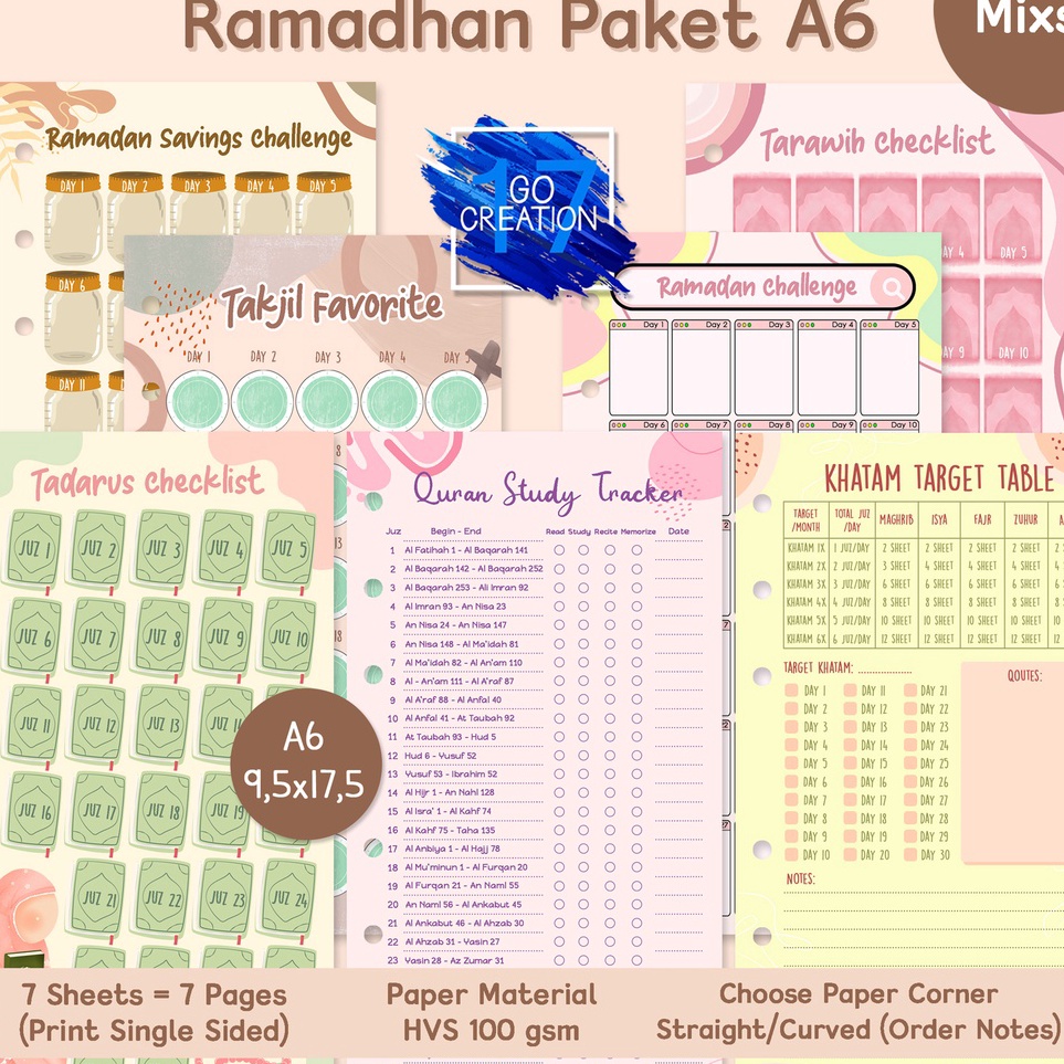 

Obral Terlaris Buku Planner Refill Kertas Binder Ramadhan Paket Checklist Motif Premium 6 ring a6
