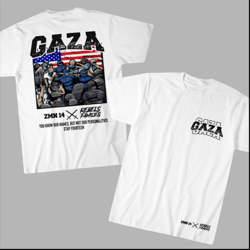 TSHIRT GAZA X REBELS FAMILIES V1 WHITE