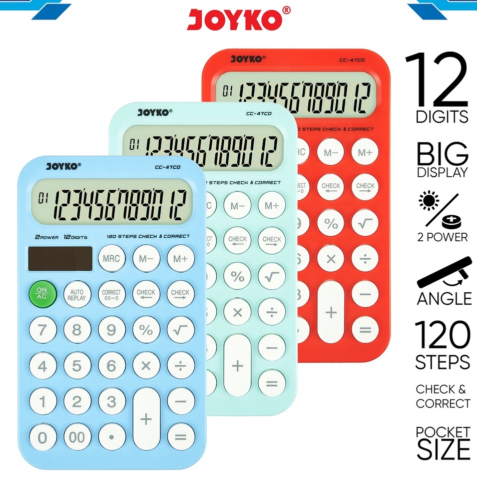 

Lebih Irit Calculator Kalkulator Joyko CC47CO 12 Digits Check Correct