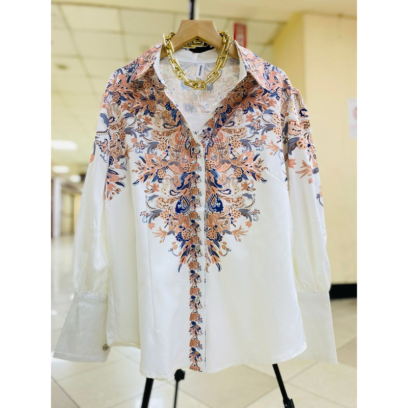 KEMEJA SILK TERBARU MOTIF BATIK CANTIK LENGAN BALON