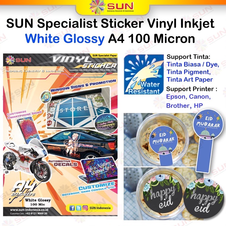 

Diskon Minggu Ini Sticker Vinyl Inkjet Anti Air A4 Kertas SUN Sticker Vinyl Inkjet Matte Glossy Transparant Hologram Gold Silver A4 Waterproof Anti Air isi 1 lembar epsoncanonhpbrother oridyepigmentart paper ink 664 3 673 79