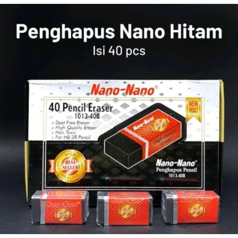 

Penghapus Pensil Hitam Nano Nano 1013-40B Isi 40 Pcs