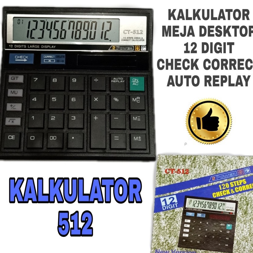 

SALE Kalkulator Desktop 12 Digit Check Correct CT 512