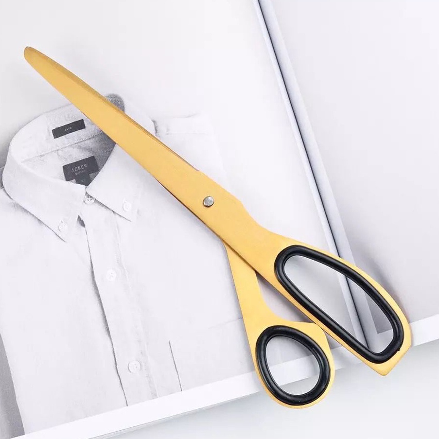 

Super Meriah golden scissors asymmetric korean stationery office household gunting gold korea aesthetic multifungsi serbaguna