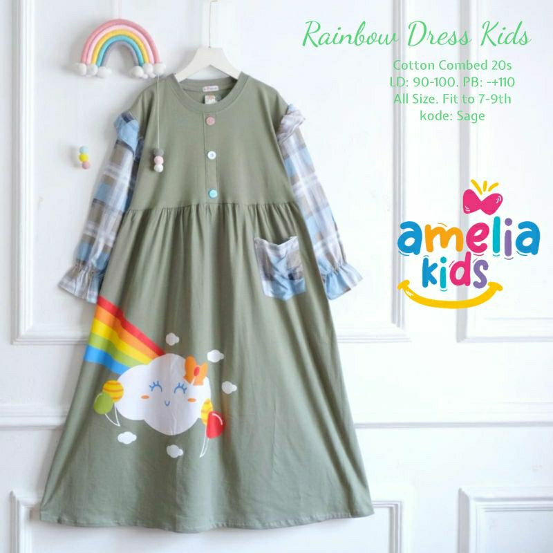 RAINBOW DRESS KIDS/GAMIS ANAK/DRESS ANAK/BAJU ANAK KEKINIAN