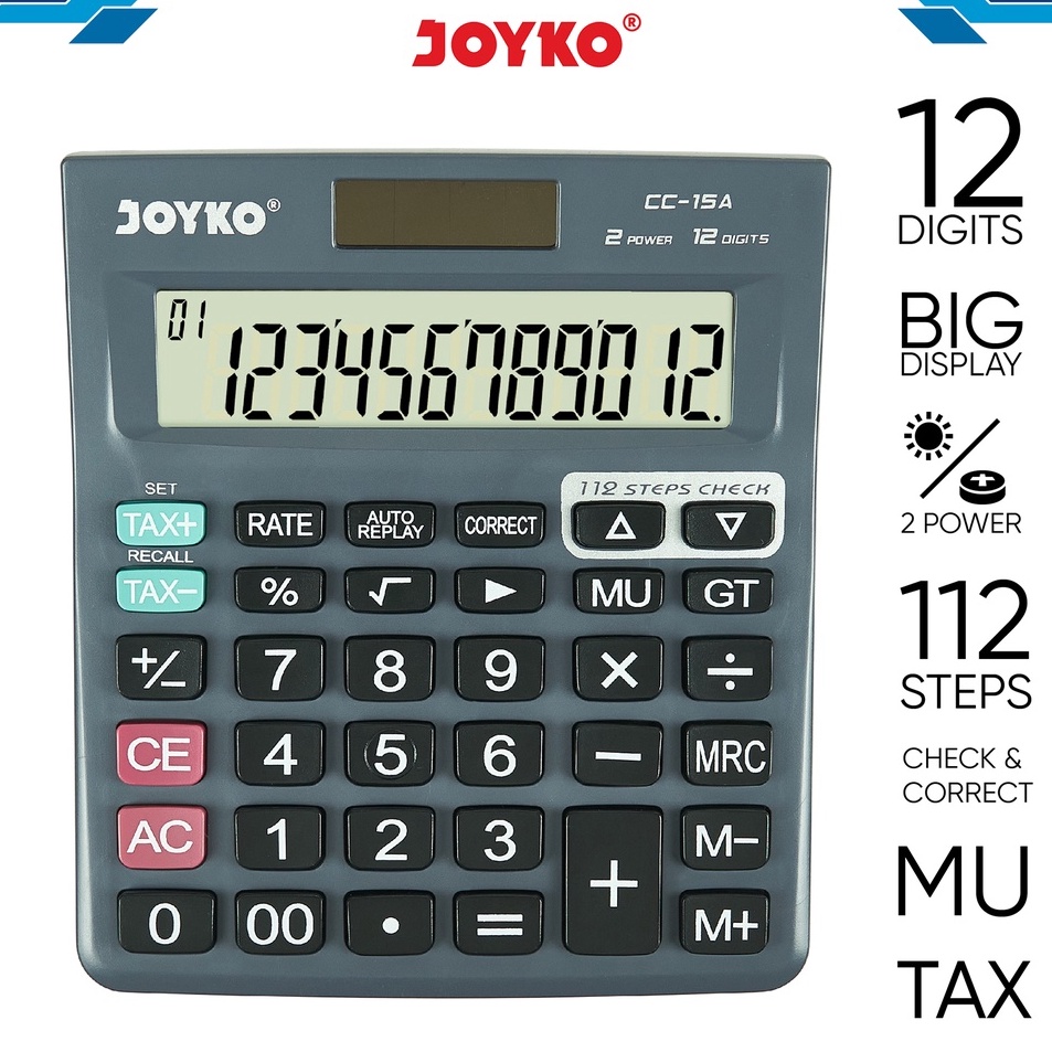 

Produsen Resmi Calculator Kalkulator Joyko CC15A 12 Digits Check Correct