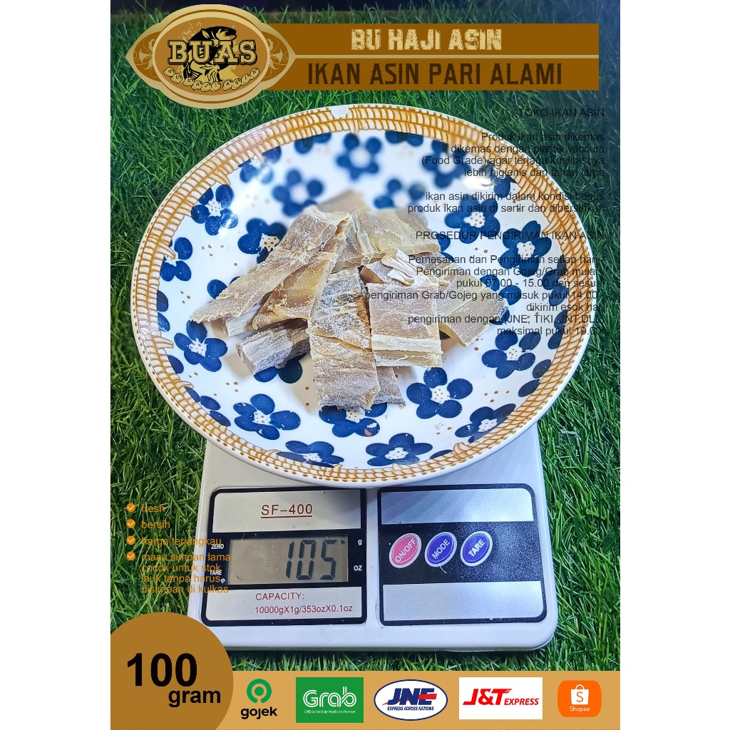 

Ikan Asin Bandung Pari Alami 100 Gram BUAS | Ikan Asin Bandung | Ikan Asin Pari Alami | Asin Buas