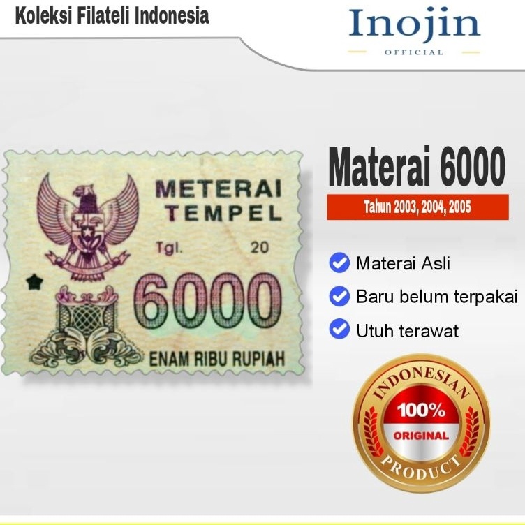 

Garansi Resmi Materai 6 Tahun 23 24 25 Perangko Matrai Tempel Lama Asli Original Pos