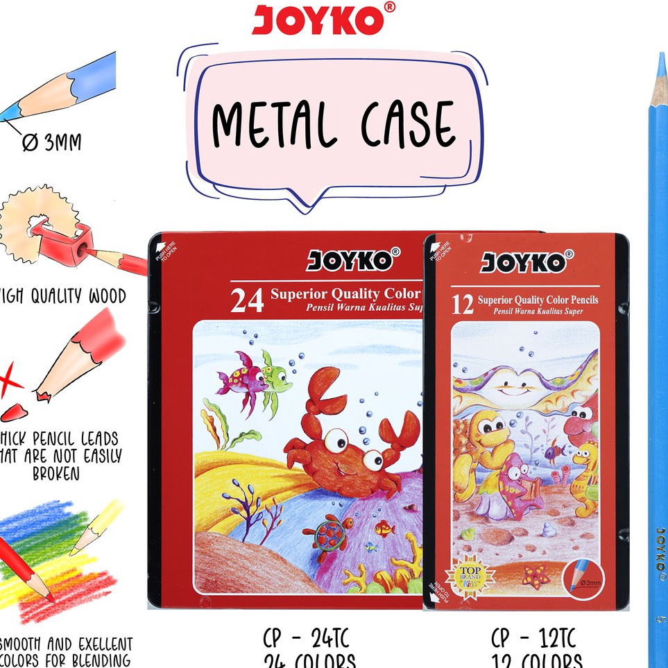 

Obral Terbatas Joyko Pensil Warna Dengan Metal Case Color Pencils Hexagonal Grip