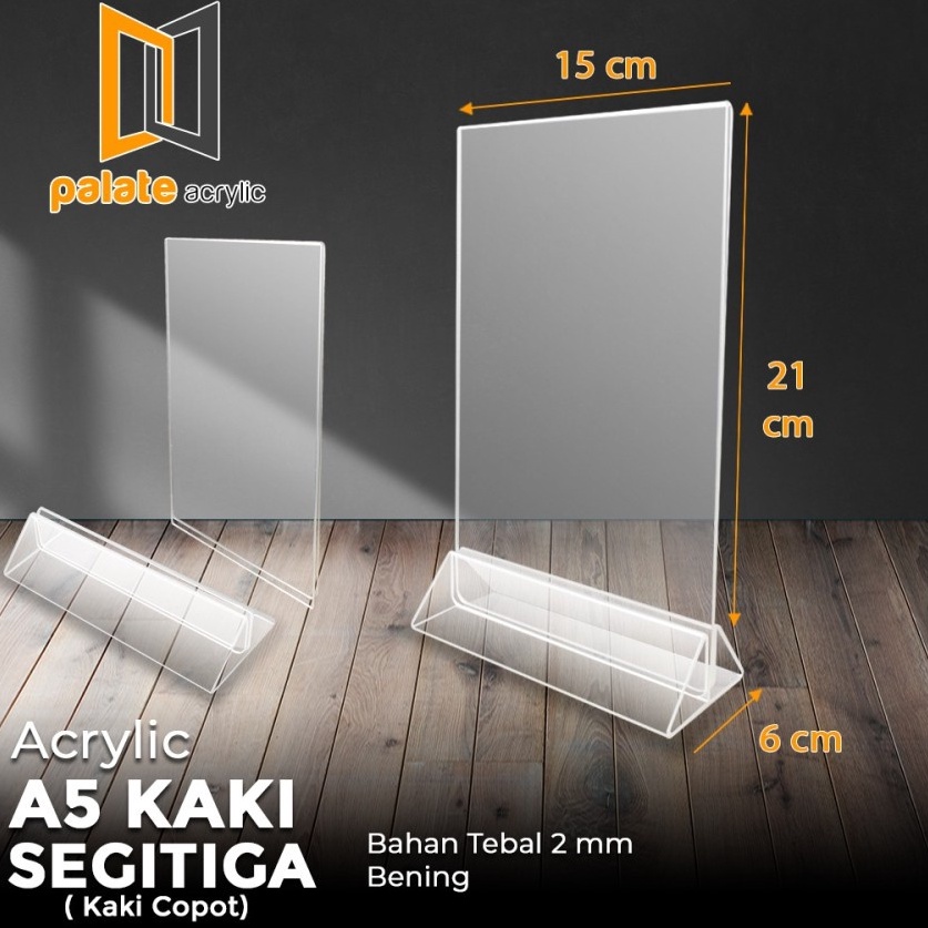 

Promo Terupdate ACRYLIC TENT HOLDER AKRILIK BROSUR A5 SEGITIGA PORTRAIT 2MM