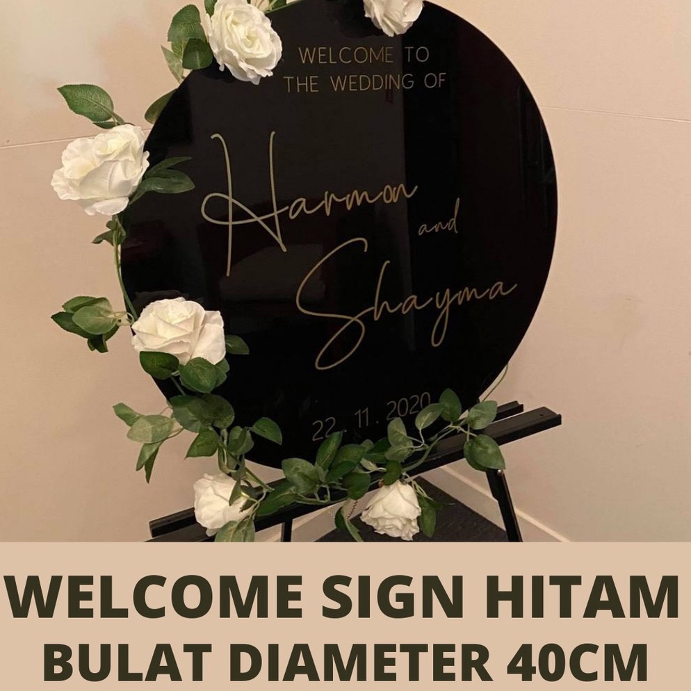 

KODE Y25A Welcome sign akrilik bulat acrylic wedding sign lingkaran HITAM
