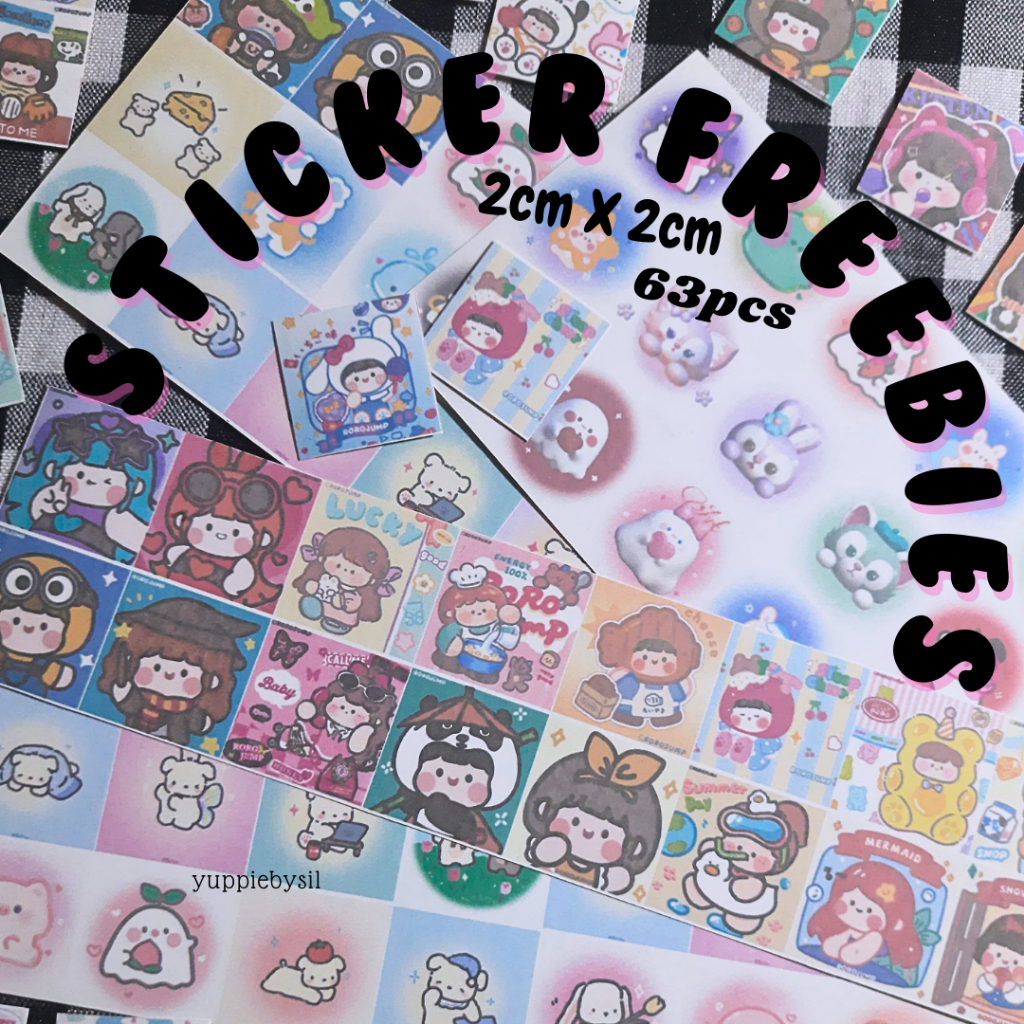 

{Size 2cmX2cm Isi 65pcs}Sticker Kartun Lucu Freebies/Sticker Ponyo/Sticker Sanrio/Sticker Seal