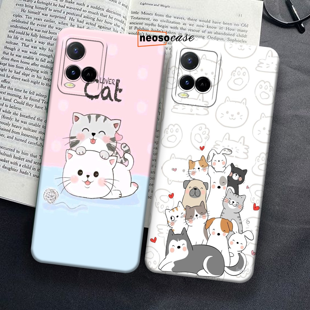 Softcase Prokamera VIVO Y21/Y21A/Y21S/Y33S/Y33T Motif Kucing full colour Kekinian Aesthetic Casing -