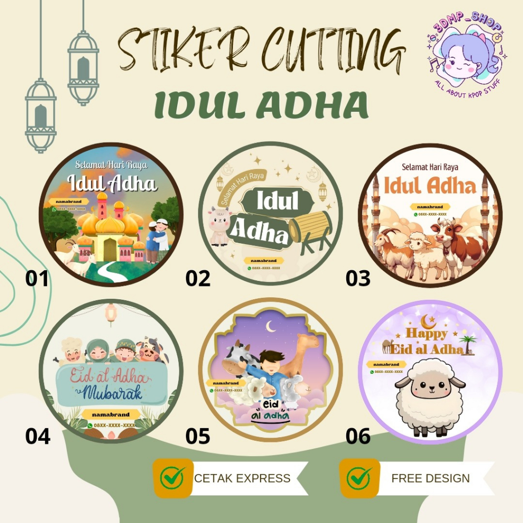 

Stiker A3 Cutting Bontax Chromo Label Idul Adha Lebaran haji Ied Mubarak hampers Kemasan Pouch Plastik Desain Product Custom Request Desain