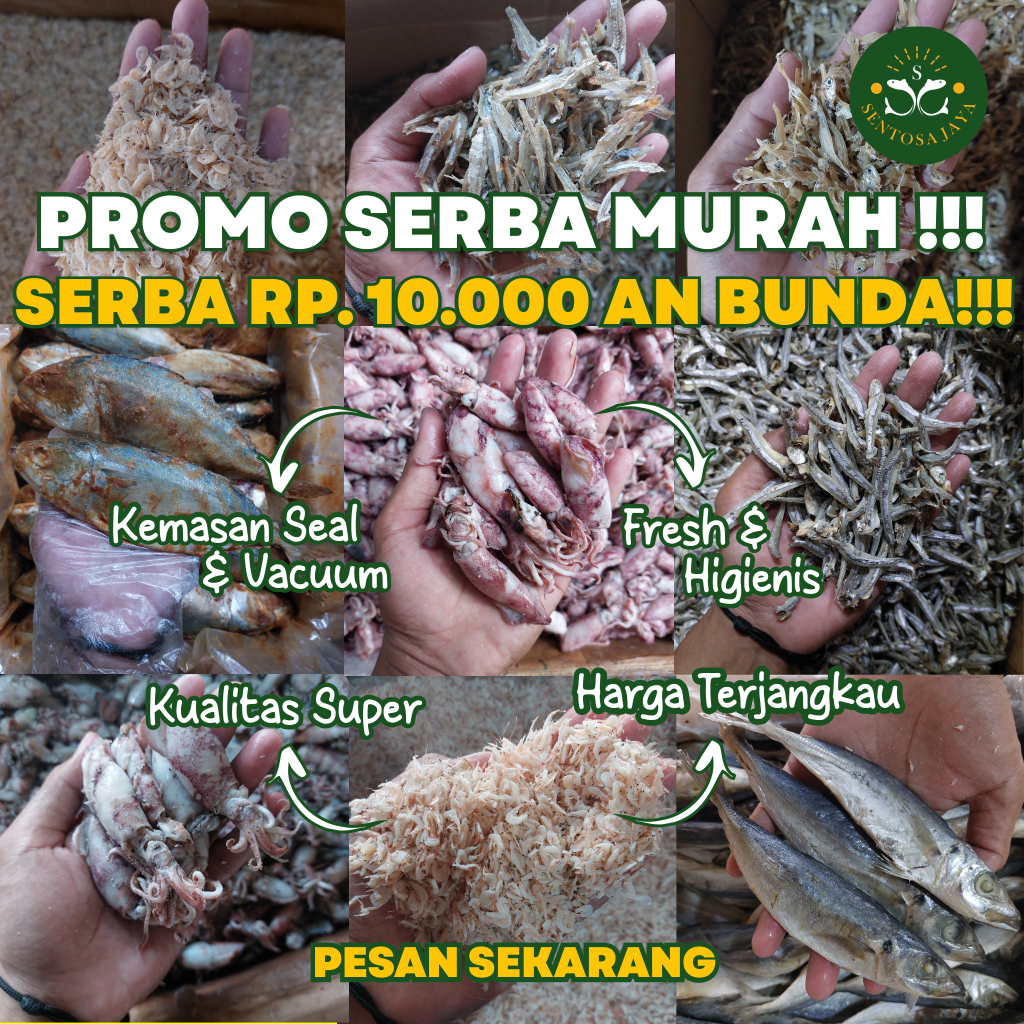 

Ikan Asin Murah Serba Rp. 10.000 / Ikan Asin / Ikan Asin Kering / Teri Itok / Cumi Asin / Rebon / Itok Belah / Japuh / Peda Merah / Dendeng Manis / Teri Nasi / Teri Tawar/ dll