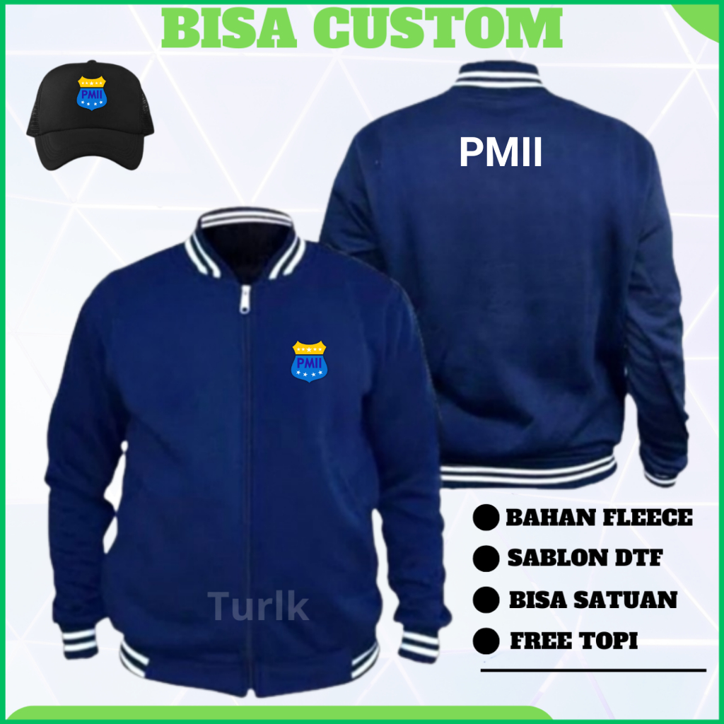 Jaket PMII Jaket Pergerakan Mahasiswa Islam Indonesia varsity Custom