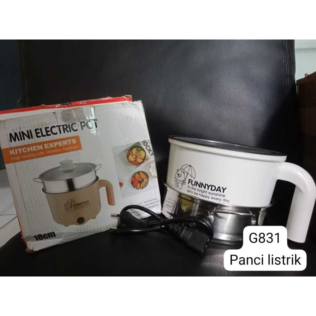 G831 PANCI LISTRIK TEKO ELEKTRIK KOMPOR SERBAGUNA 3IN 1 TUTUP KACA TEKO LISTRIK KUKUS MASAK