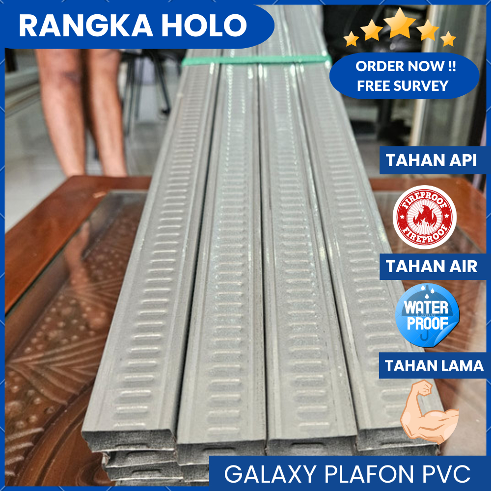 Rangka Plafon PVC Holo/Holo Plafon/Rangka Gypsum/Holo 2x4 0,3mm