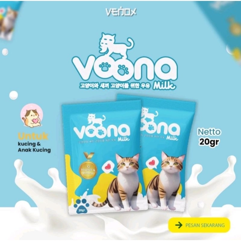 VOONA MILK Sachet Susu Pengganti Induk Kucing Untuk Kitten dan Kucing Dewasa 20 gram