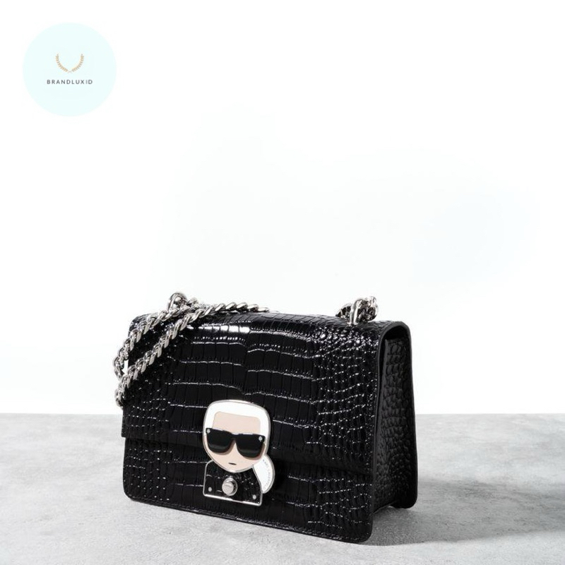 Karl Lagerfeld Karl ikonik shoulder bag croc stamp Black